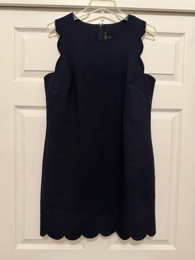J. Crew Navy Scallop-Trim Sleeveless Mini Dress